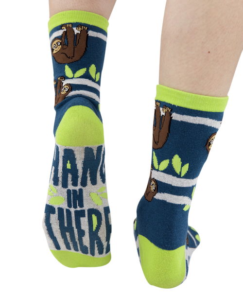 Lazy One Hang In There Sloth Crew Sock