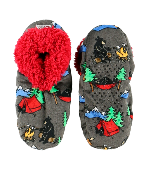 Lazy One Happy Camper Bear Fuzzy Feet Slipper
