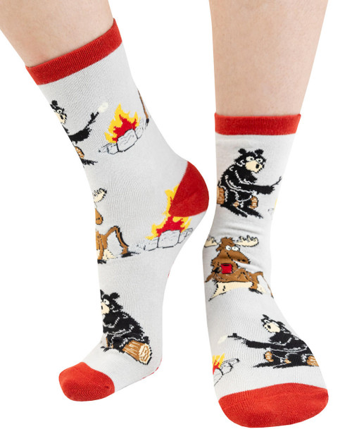 Lazy One Happy Camper Grey Crew Sock