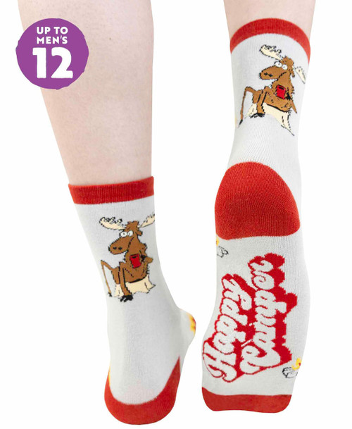 lazy one Happy Camper Grey Crew Sock