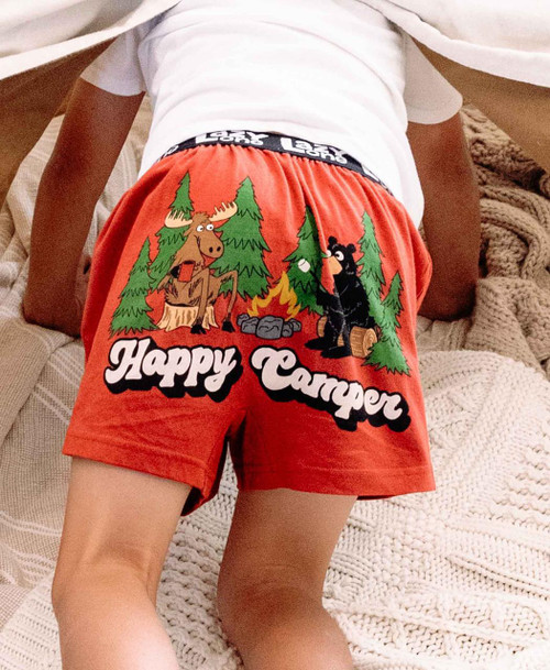 Lazy One Happy Camper Kid Red Boxer