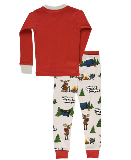 Lazy One Happy Camper Kid's Red Long Sleeve PJ's