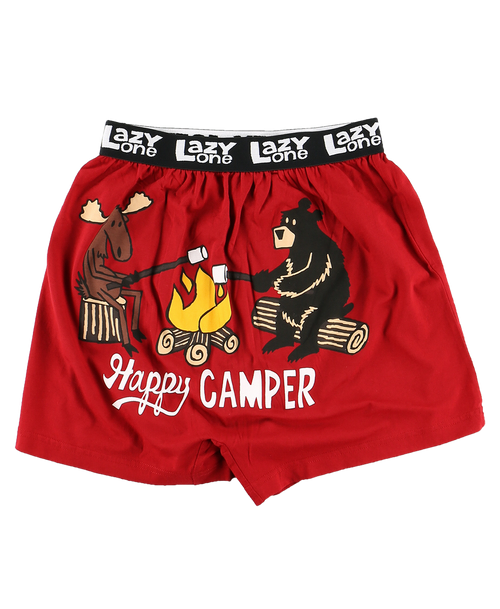 Lazy One Happy Camper Men's Funny Boxer