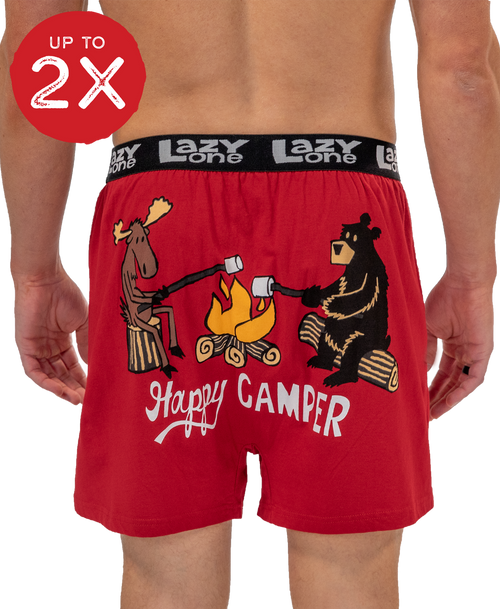 lazy one Happy Camper Men's Funny Boxer