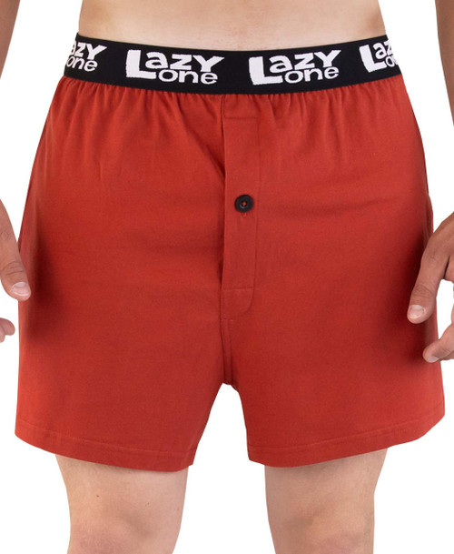 Lazy One Happy Camper Men's Funny Red Boxer