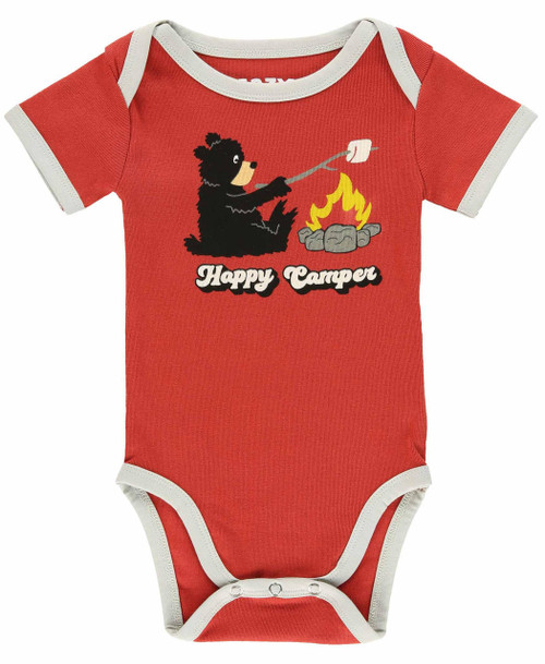 Lazy One Happy Camper Red Infant Creeper Onesie