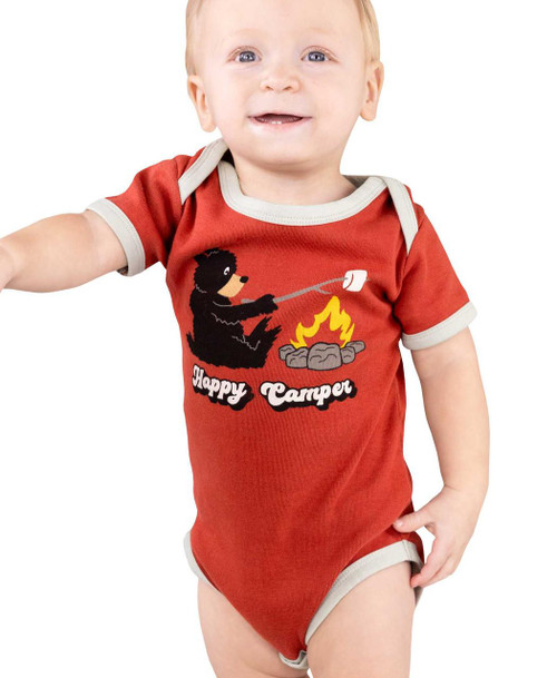 lazy one Happy Camper Red Infant Creeper Onesie