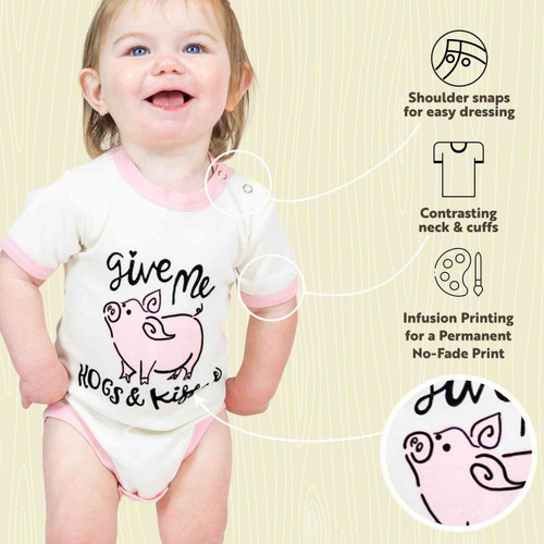 Lazy One Hogs & Kisses Infant Pig Creeper Onesie