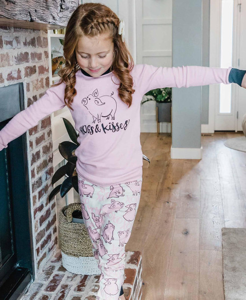 Lazy One Hogs & Kisses Kid's Long Sleeve PJ's