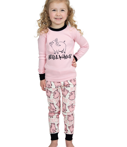 lazy one Hogs & Kisses Kid's Long Sleeve PJ's