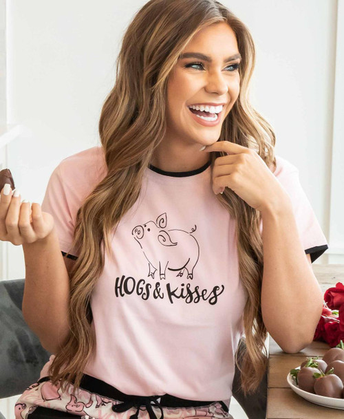 Lazy One Hogs & Kisses Women's Pig Regular Fit Tee
