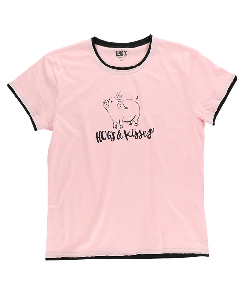Lazy One Hogs & Kisses Women's Pig Regular Fit Tee