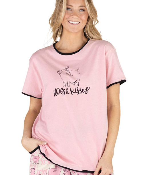 lazy one Hogs & Kisses Women's Pig Regular Fit Tee