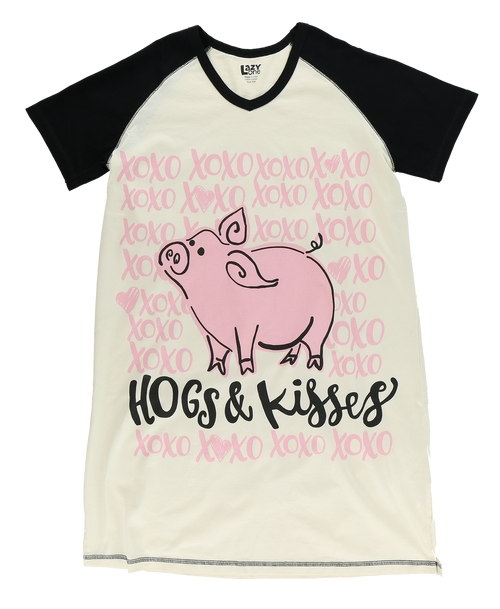 Lazy One Hogs & Kisses Women's V-Neck Nightshirt