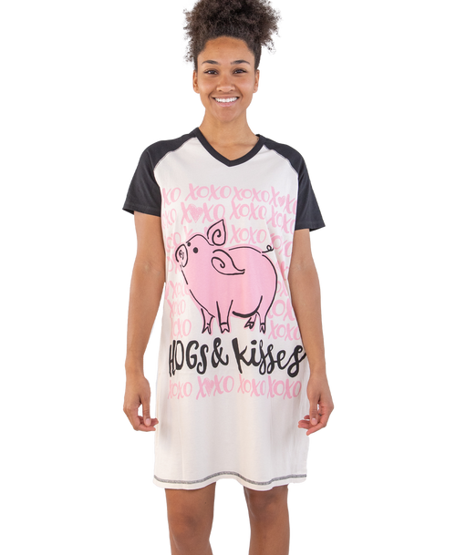 lazy one Hogs & Kisses Women's V-Neck Nightshirt