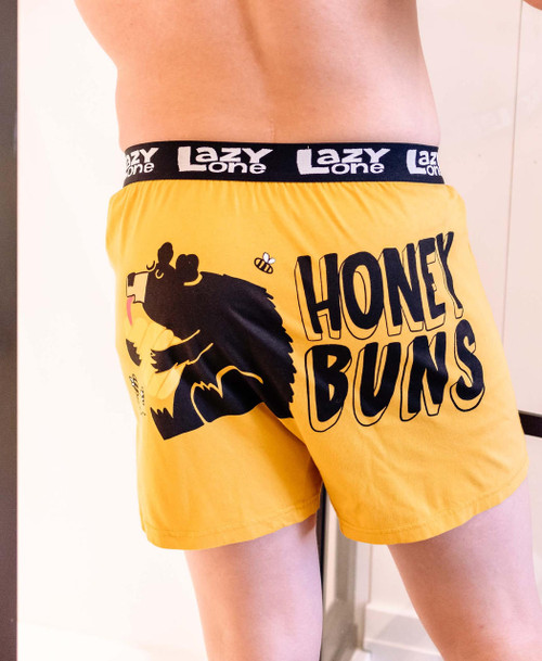 Lazy One Honey Buns Men's Bear Funny Boxer