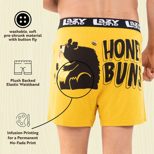 Lazy One Honey Buns Men's Bear Funny Boxer