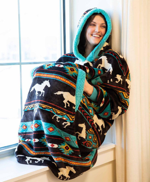 Lazy One Horse Fair Isle Blanket Hoodie