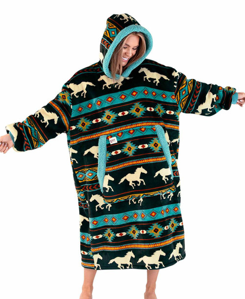lazy one Horse Fair Isle Blanket Hoodie