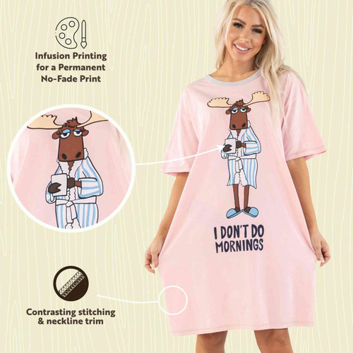 Lazy One I Don't Do Mornings Moose Nightshirt