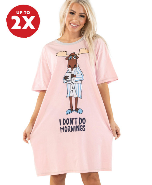 lazy one I Don't Do Mornings Moose Nightshirt