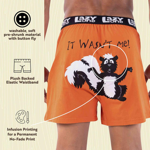 Lazy One It Wasn't Me Men's Skunk Funny Boxer
