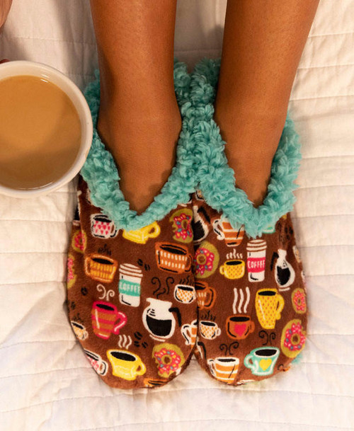 Lazy One Latte Sleep Coffee Fuzzy Feet Slipper