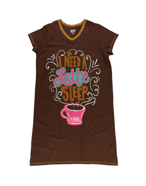 Lazy One Latte Sleep Women's V-neck Nightshirt