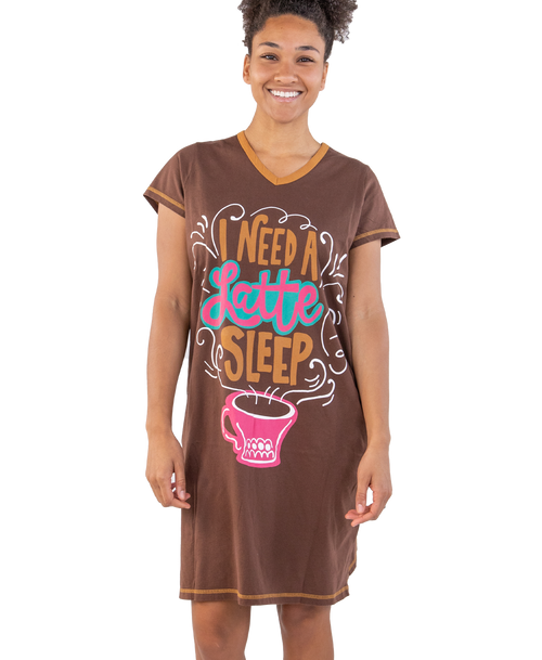 lazy one Latte Sleep Women's V-neck Nightshirt
