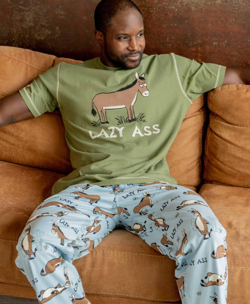 Lazy One Lazy Ass Blue Men's Donkey PJ Set