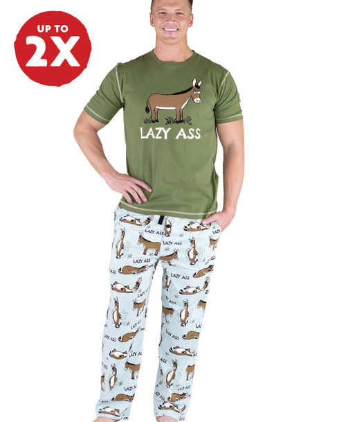 lazy one Lazy Ass Blue Men's Donkey PJ Set