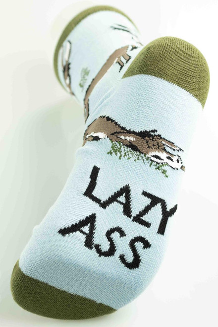 Lazy One Lazy Ass Donkey Blue Crew Sock