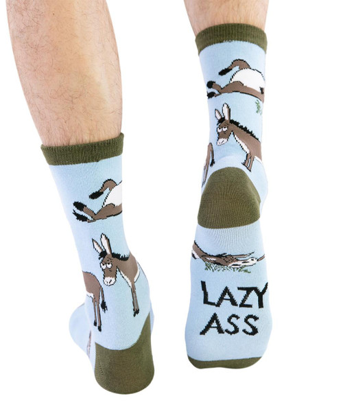 Lazy One Lazy Ass Donkey Blue Crew Sock