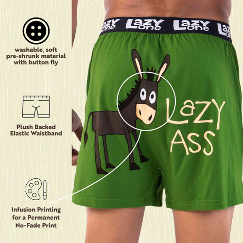 Lazy One Lazy Ass Men's Donkey Funny Boxer