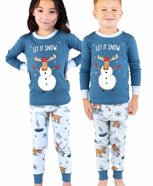 lazy one Let It Snow Kid's Long Sleeve PJ's