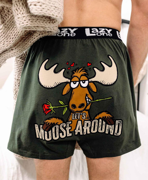 Lazy One Let's Moose Around Men's Funny Boxer