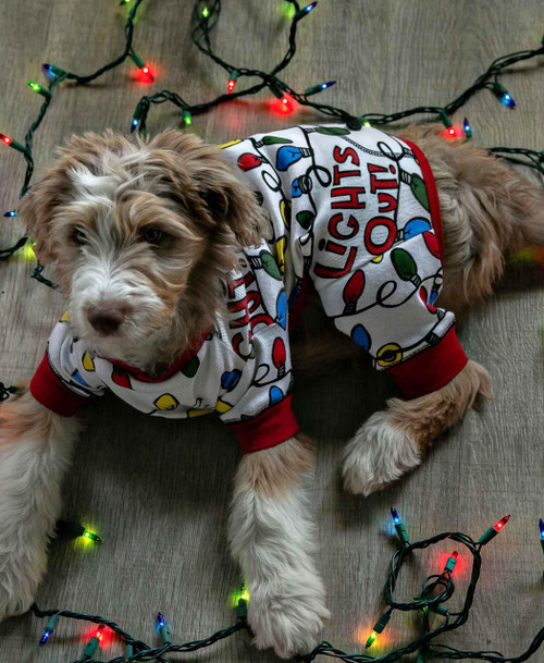 Lazy One Lights Out Dog Onesie Christmas Flapjack