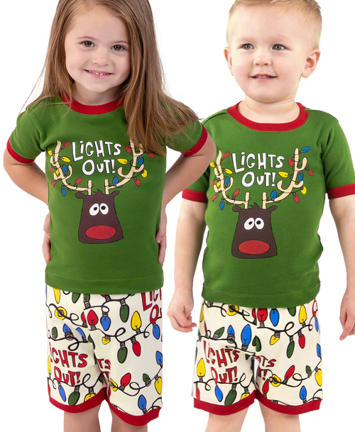 lazy one Lights Out Kid's PJ Short Set