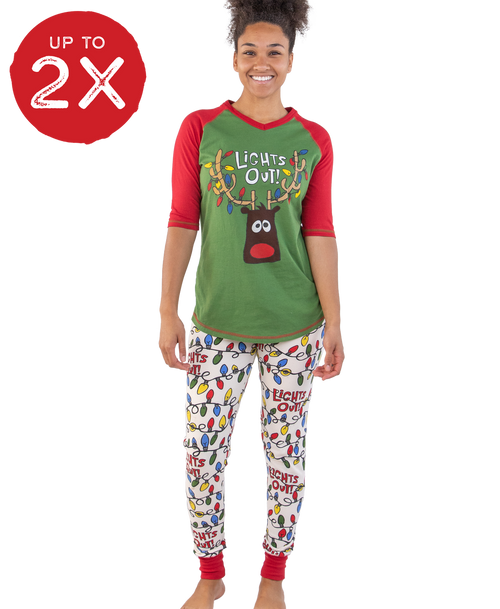 lazy one Lights Out Women's Reindeer Legging Set