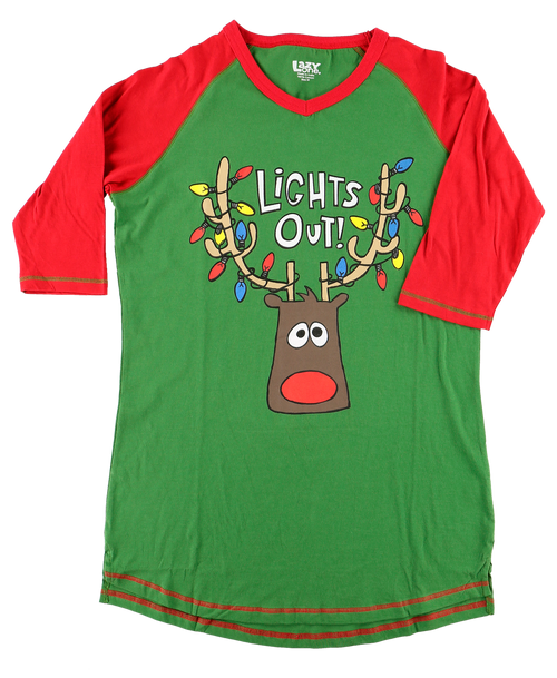 Lazy One Lights Out Women's Reindeer Tall Tee