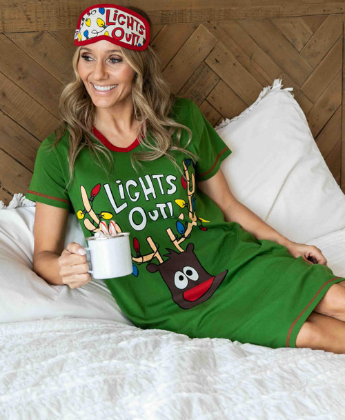 Lazy One Lights Out Women's V-Neck Nightshirt
