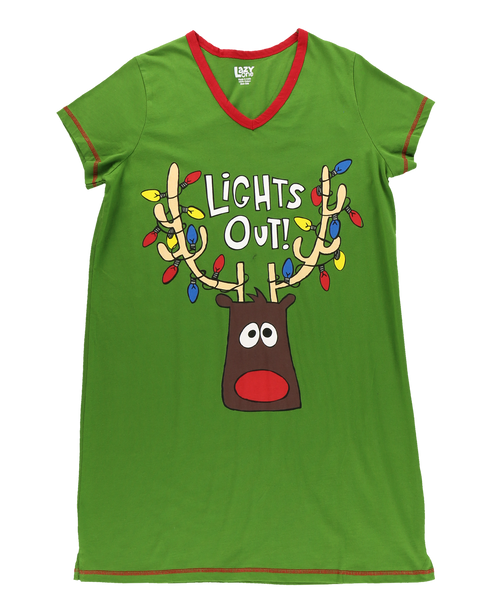 Lazy One Lights Out Women's V-Neck Nightshirt
