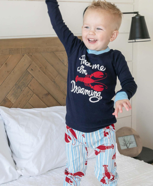 Lazy One Lobster Stripe Kid's Long Sleeve PJ's