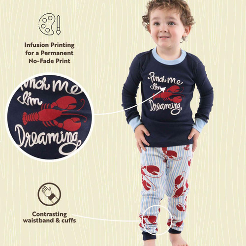 Lazy One Lobster Stripe Kid's Long Sleeve PJ's
