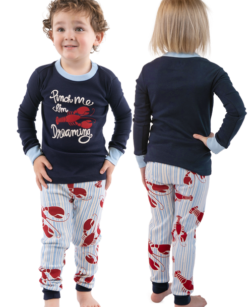 lazy one Lobster Stripe Kid's Long Sleeve PJ's