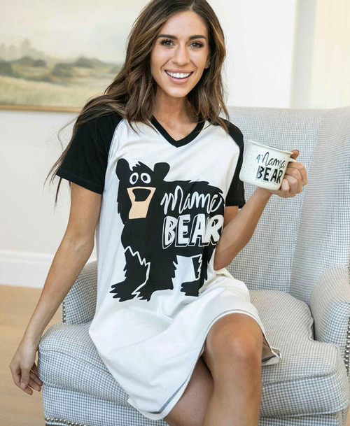 Lazy One Mama Bear Women's V-Neck Nightshirt