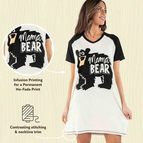 Lazy One Mama Bear Women's V-Neck Nightshirt