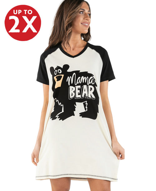 lazy one Mama Bear Women's V-Neck Nightshirt
