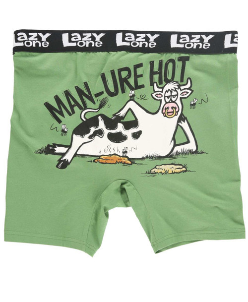 Lazy One Man-ure Hot Green Men's Cow Boxer Briefs