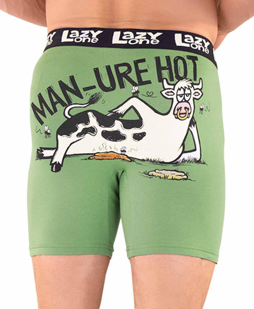 lazy one Man-ure Hot Green Men's Cow Boxer Briefs